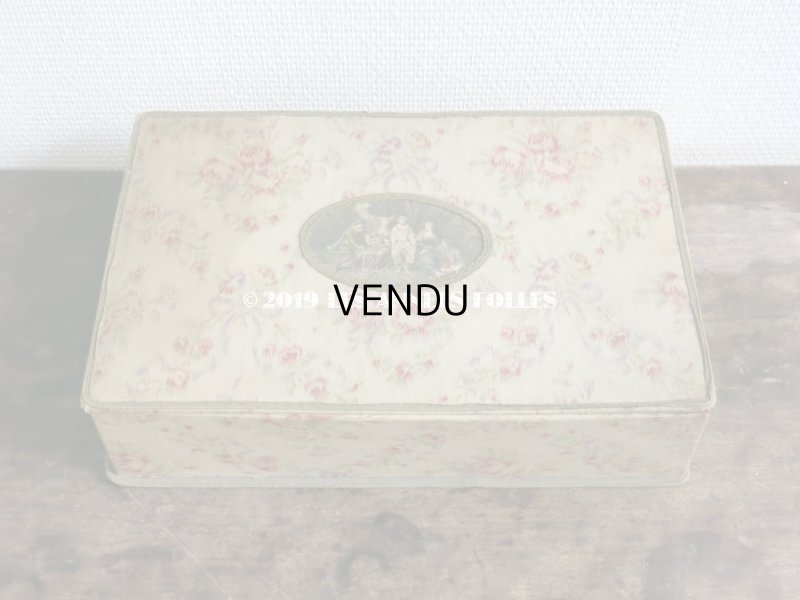 画像2: 1900年代 アンティーク 薄紫色のリボン & 薔薇のガーランド  カルトナージュボックス