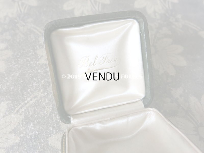 画像7: アンティーク 本革製 ジュエリーボックス 金彩入り モスグリーン