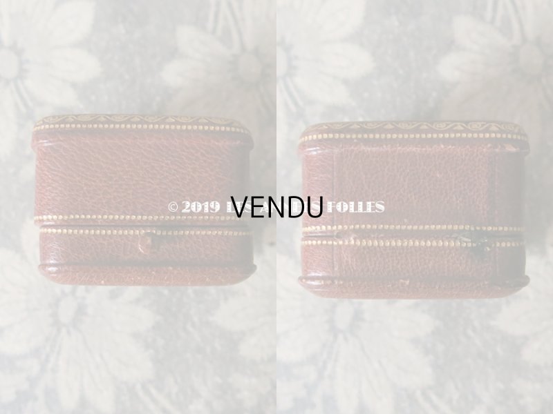 画像4: アンティーク 本革製 ビジュートリー BOUCHERON のジュエリーボックス 金彩入り リングボックス 煉瓦色