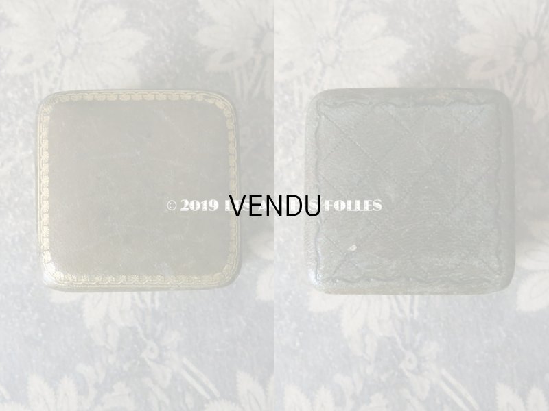 画像3: アンティーク 本革製 ジュエリーボックス 金彩入り モスグリーン