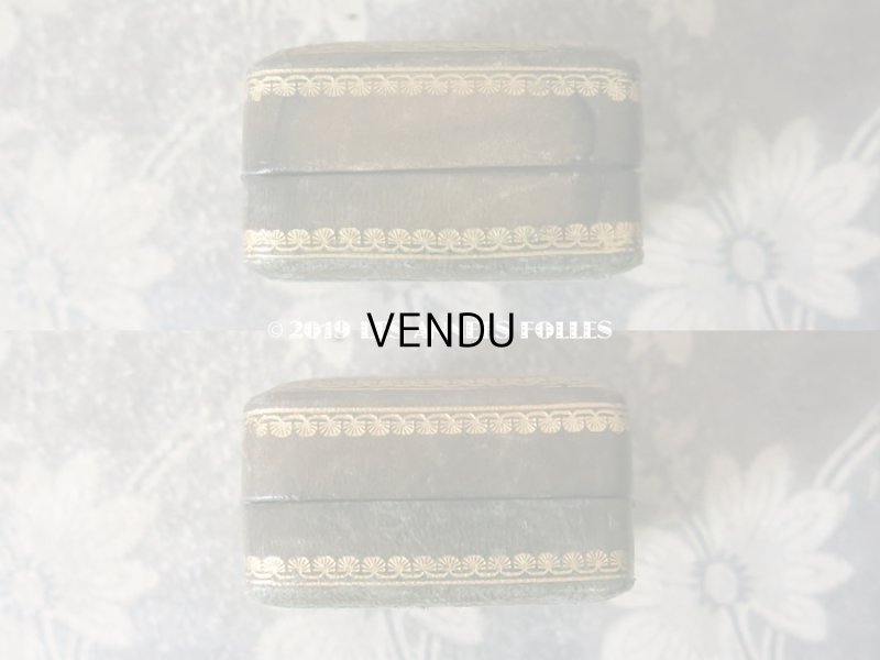 画像5: アンティーク 本革製 ジュエリーボックス 金彩入り モスグリーン