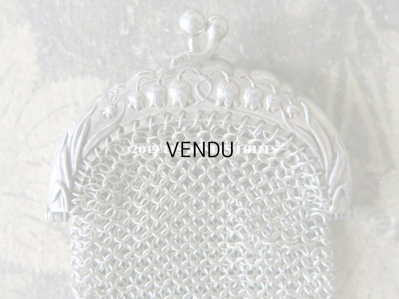 画像6: 1900年代 アンティーク シルバー製 鈴蘭 メタルメッシュのコインケース 仕切り付き