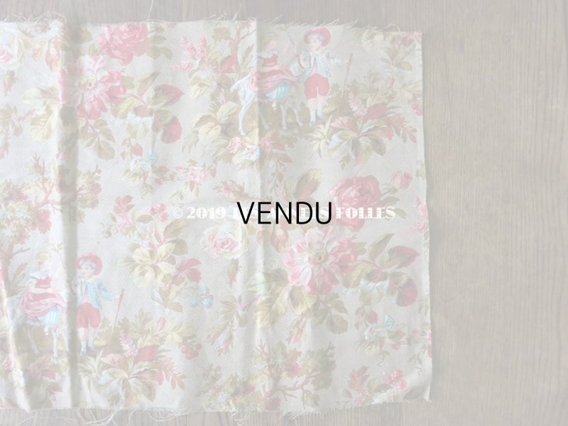画像7: 19世紀 アンティーク ファブリック 子供達と薔薇　41×82cm