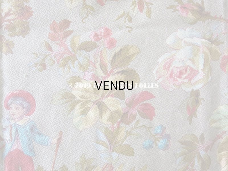 画像4: 19世紀 アンティーク ファブリック 子供達と薔薇　41×82cm