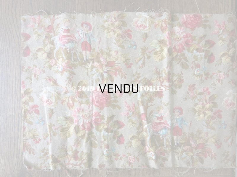画像6: 19世紀 アンティーク ファブリック 子供達と薔薇　41×82cm