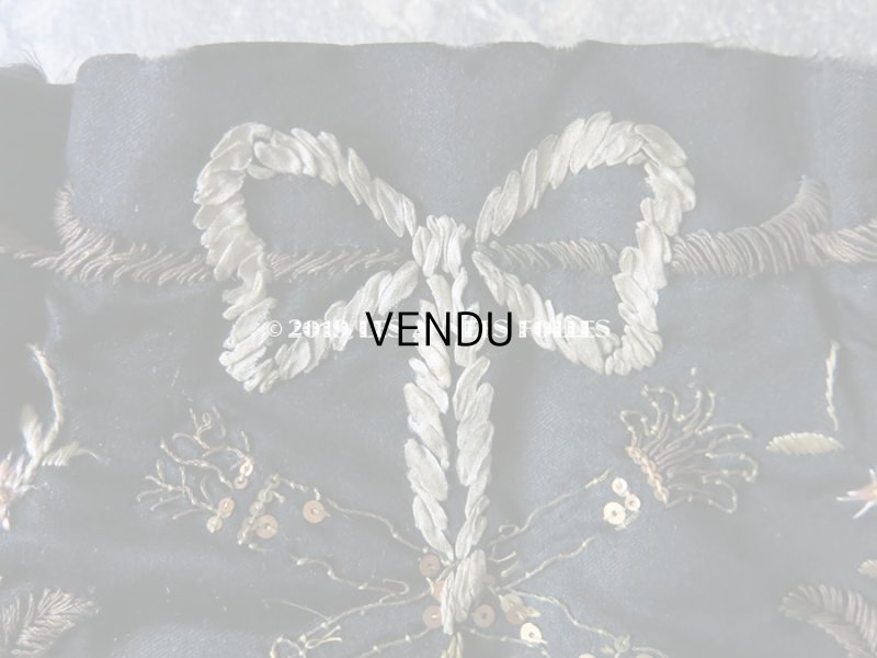 画像3: 19世紀 ナポレオン3世時代 アンティーク リボン刺繍 & 糸刺繍のオモニエール シルク製