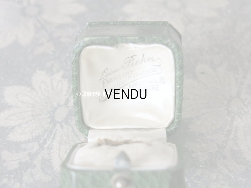 画像4: アンティーク ジュエリーボックス 金彩入り グリーン リングボックス