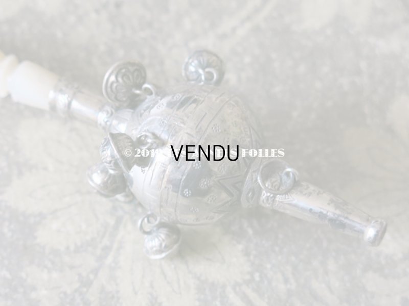 画像4: 19世紀 ナポレオン3世時代 アンティーク ラトル シルバー製 幾何学模様