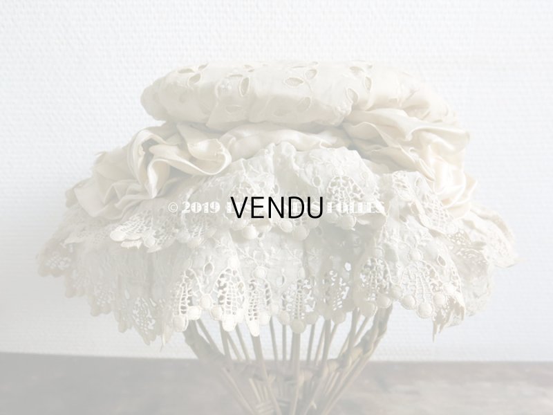 画像3: 1890年代 アンティーク 小さな女の子用 レースの帽子 淡いピンクのリボン