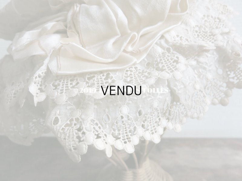 画像7: 1890年代 アンティーク 小さな女の子用 レースの帽子 淡いピンクのリボン