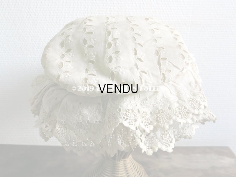 画像4: 1890年代 アンティーク 小さな女の子用 レースの帽子 淡いピンクのリボン