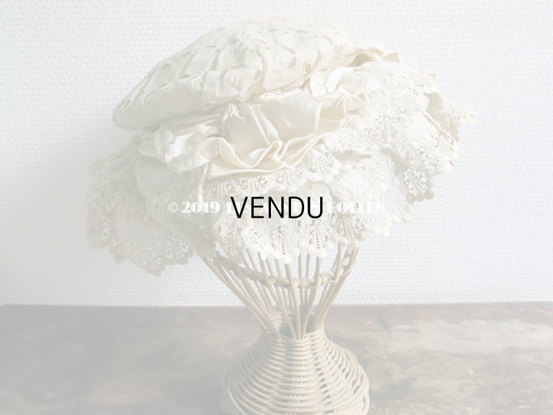 画像11: 1890年代 アンティーク 小さな女の子用 レースの帽子 淡いピンクのリボン