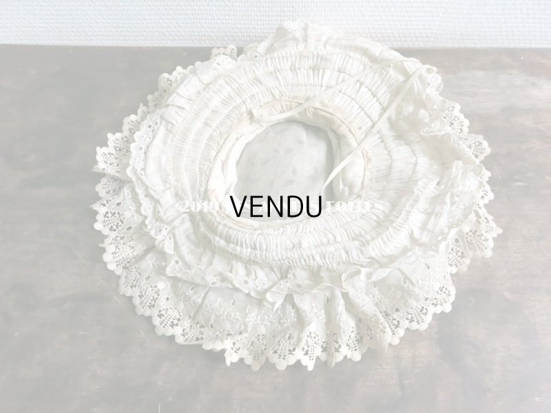 画像8: 1890年代 アンティーク 小さな女の子用 レースの帽子 淡いピンクのリボン