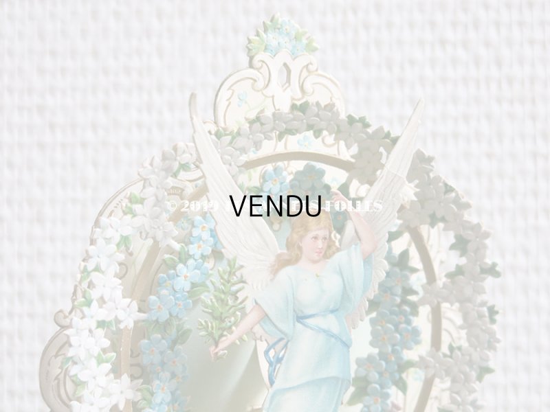 画像7: アンティーク  初聖体の立体カニヴェ コミュ二オンの少女 天使＆鈴蘭＆勿忘草 ポップアップ クロモ