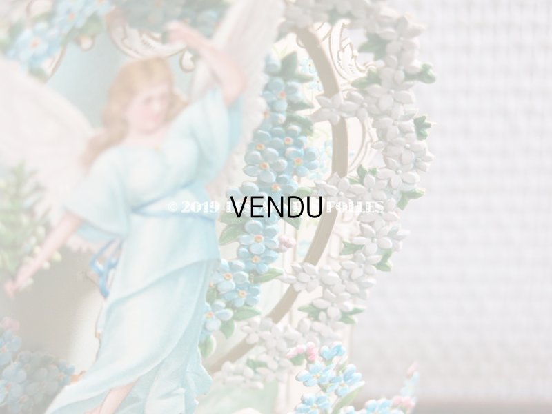 画像12: アンティーク  初聖体の立体カニヴェ コミュ二オンの少女 天使＆鈴蘭＆勿忘草 ポップアップ クロモ