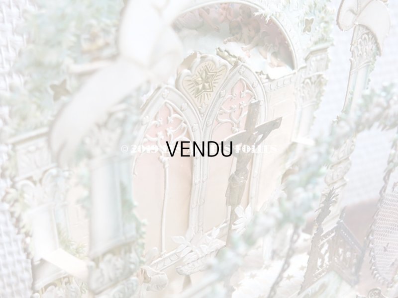 画像11: アンティーク  初聖体の立体カニヴェ コミュ二オンの少女 天使と白薔薇の教会 ポップアップ クロモ