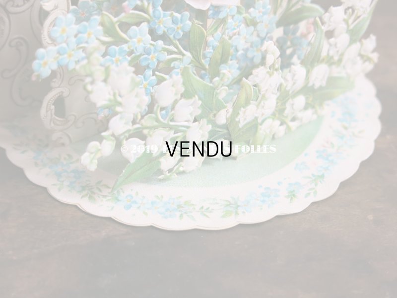 画像11: アンティーク  初聖体の立体カニヴェ コミュ二オンの少女 鈴蘭＆勿忘草 ポップアップ クロモ