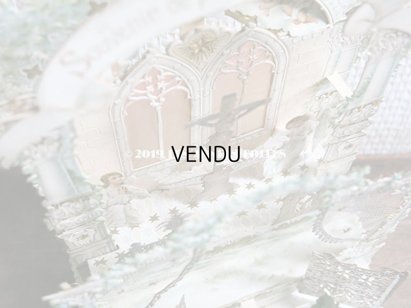 画像12: アンティーク  初聖体の立体カニヴェ コミュ二オンの少女 天使と白薔薇の教会 ポップアップ クロモ