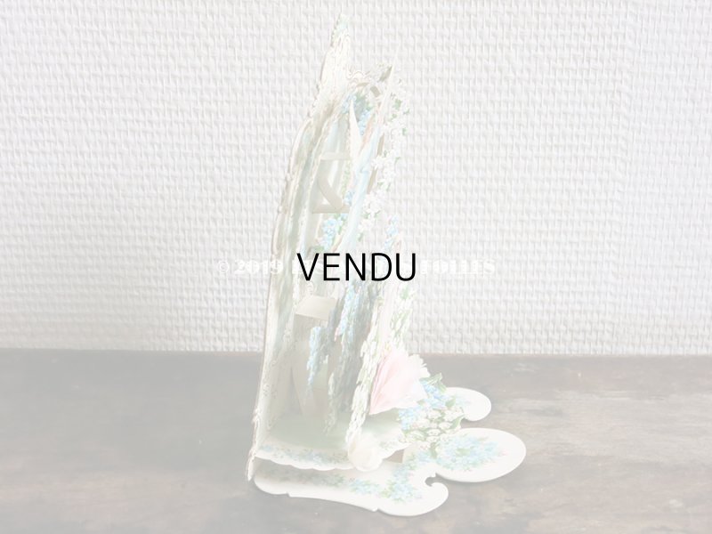 画像6: アンティーク  初聖体の立体カニヴェ コミュ二オンの少女 天使＆鈴蘭＆勿忘草 ポップアップ クロモ