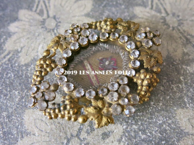 画像4: 19世紀 アンティーク ルリケール 聖遺物のペンダント 封蝋付き 葡萄＆ラインストーン 聖人の遺品