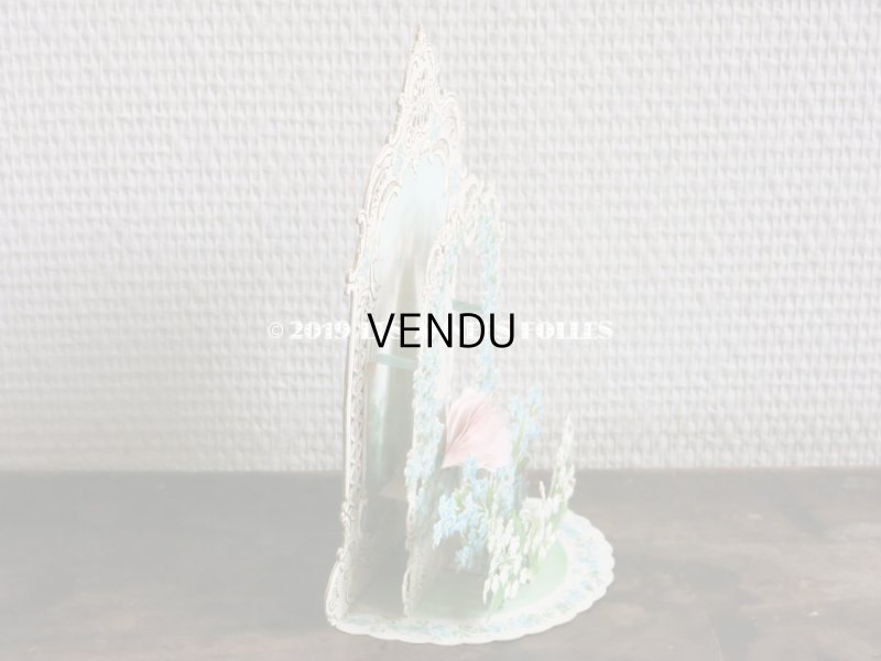 画像5: アンティーク  初聖体の立体カニヴェ コミュ二オンの少女 鈴蘭＆勿忘草 ポップアップ クロモ