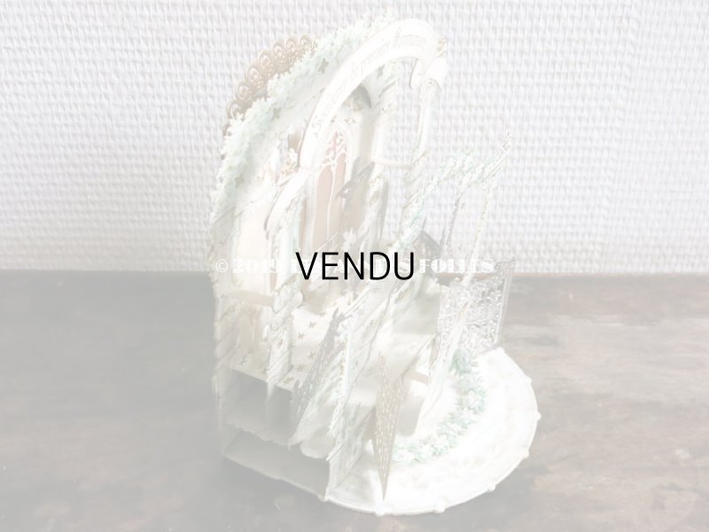 画像7: アンティーク  初聖体の立体カニヴェ コミュ二オンの少女 天使と白薔薇の教会 ポップアップ クロモ