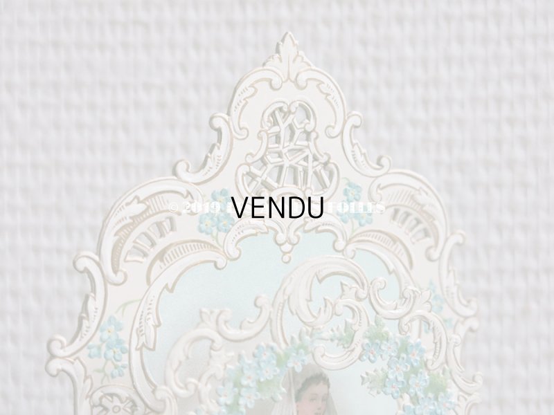 画像6: アンティーク  初聖体の立体カニヴェ コミュ二オンの少女 鈴蘭＆勿忘草 ポップアップ クロモ