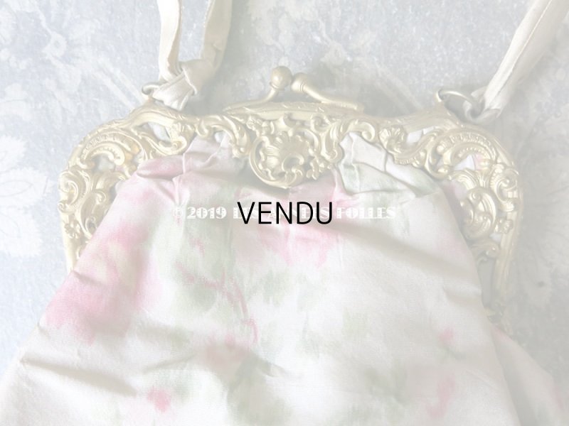 画像4: 【クリスマスセール2019対象外】 19世紀 アンティーク オモニエール シルク製 ピンクの薔薇模様のほくし織