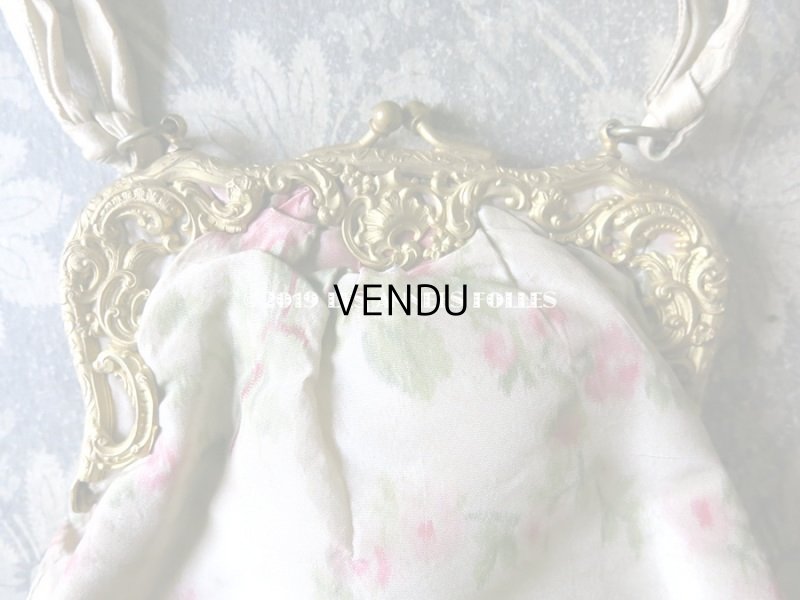 画像6: 【クリスマスセール2019対象外】 19世紀 アンティーク オモニエール シルク製 ピンクの薔薇模様のほくし織