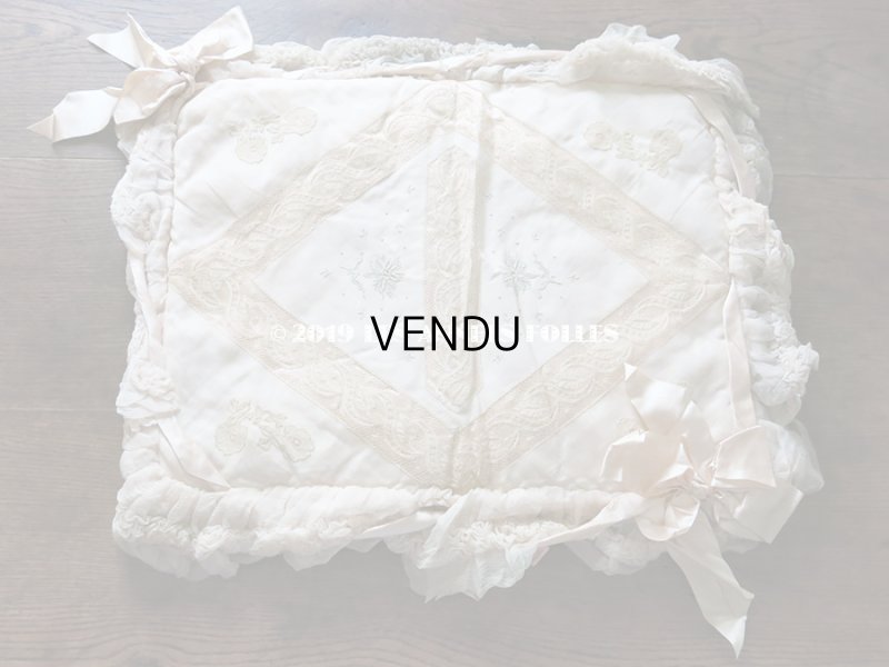 画像5: アンティーク シルクシフォンのフリルの大きなポシェット パウダーピンク