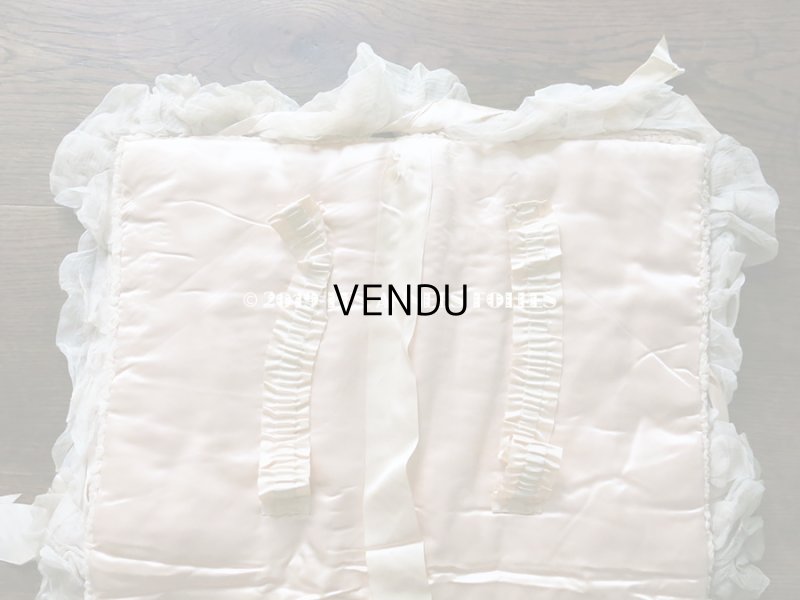 画像9: アンティーク シルクシフォンのフリルの大きなポシェット パウダーピンク