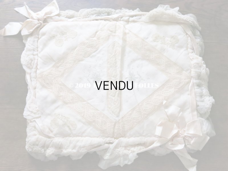 画像6: アンティーク シルクシフォンのフリルの大きなポシェット パウダーピンク