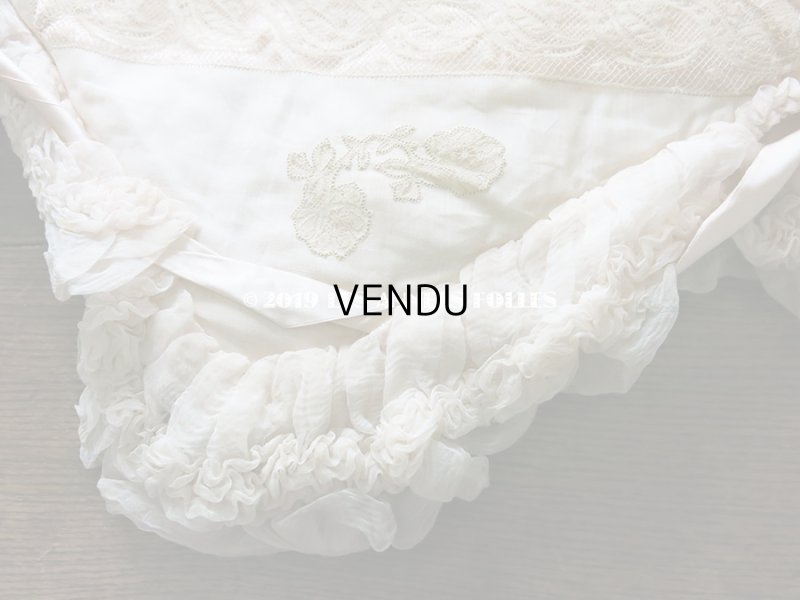 画像11: アンティーク シルクシフォンのフリルの大きなポシェット パウダーピンク