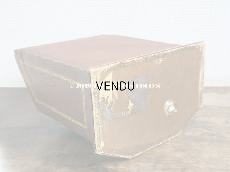 画像8: 19世紀 アンティーク ナポレオン3世時代 本革製 レターボックス 金彩入り