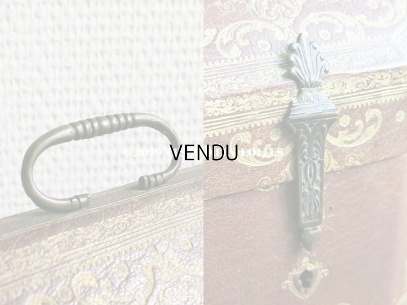 画像6: 19世紀 アンティーク ナポレオン3世時代 本革製 レターボックス 金彩入り