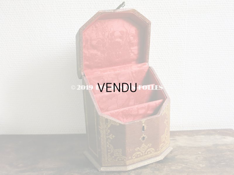 画像9: 19世紀 アンティーク ナポレオン3世時代 本革製 レターボックス 金彩入り