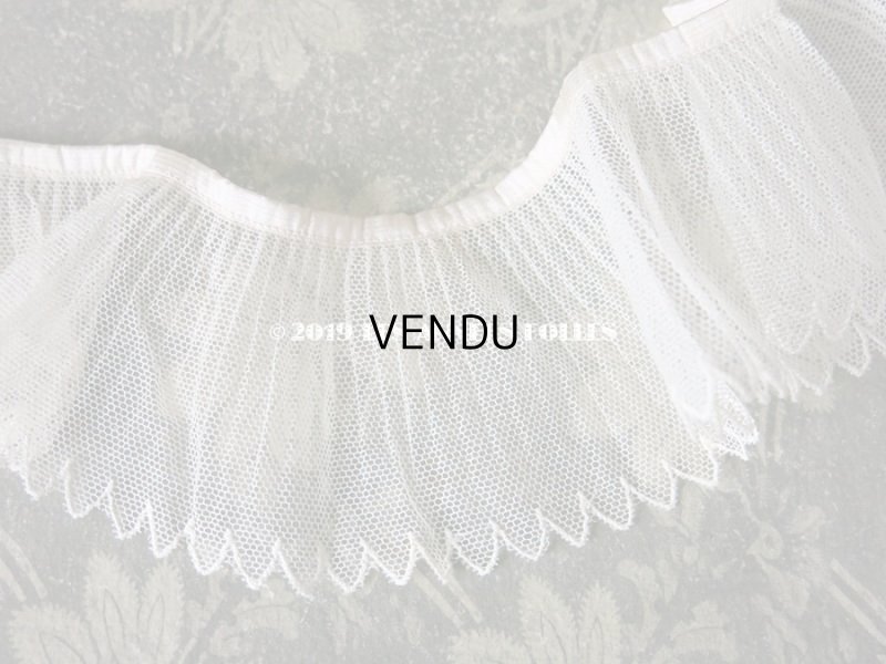 画像3: 1900年代 アンティーク プリーツ加工のチュールレース ドールドレス 1m 淡いピンクの縁取り