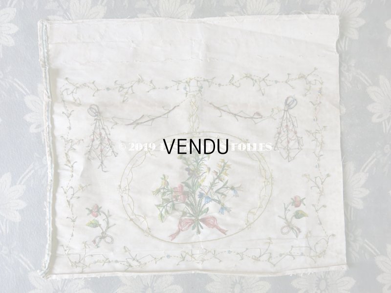 画像8: 18世紀 アンティーク シルク製 刺繍入り ファブリック 