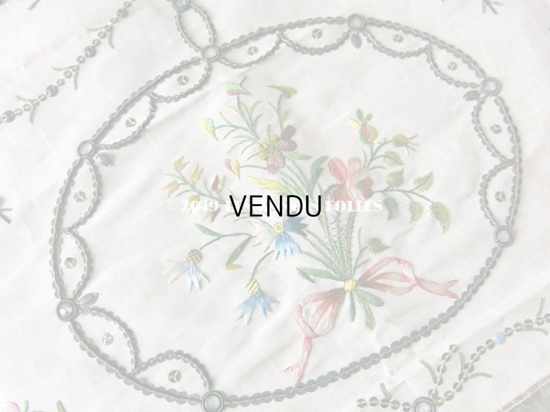 画像3: 18世紀 アンティーク シルク製 刺繍入り ファブリック 