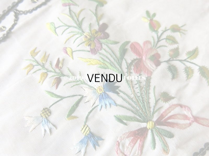 画像4: 18世紀 アンティーク シルク製 刺繍入り ファブリック 