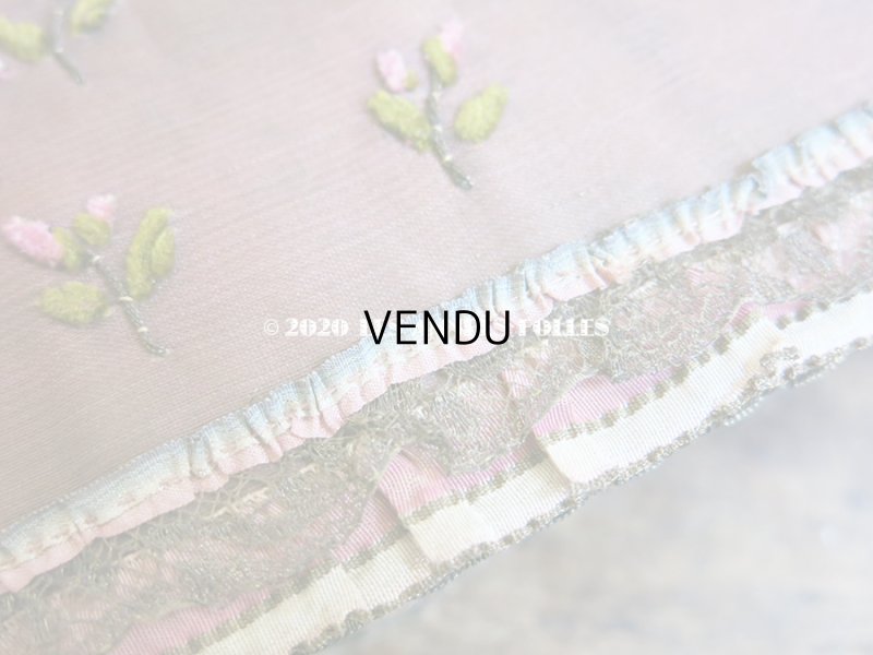 画像8: 未使用 アンティーク リボン刺繍 & ロココトリムの手鏡 ボックス入り