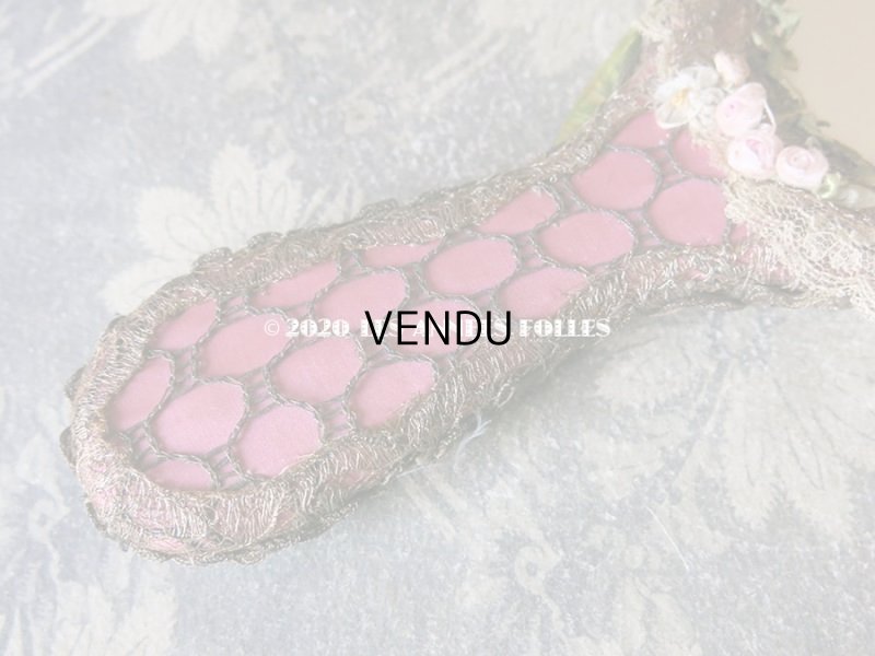 画像17: 未使用 アンティーク リボン刺繍 & ロココトリムの手鏡 ボックス入り