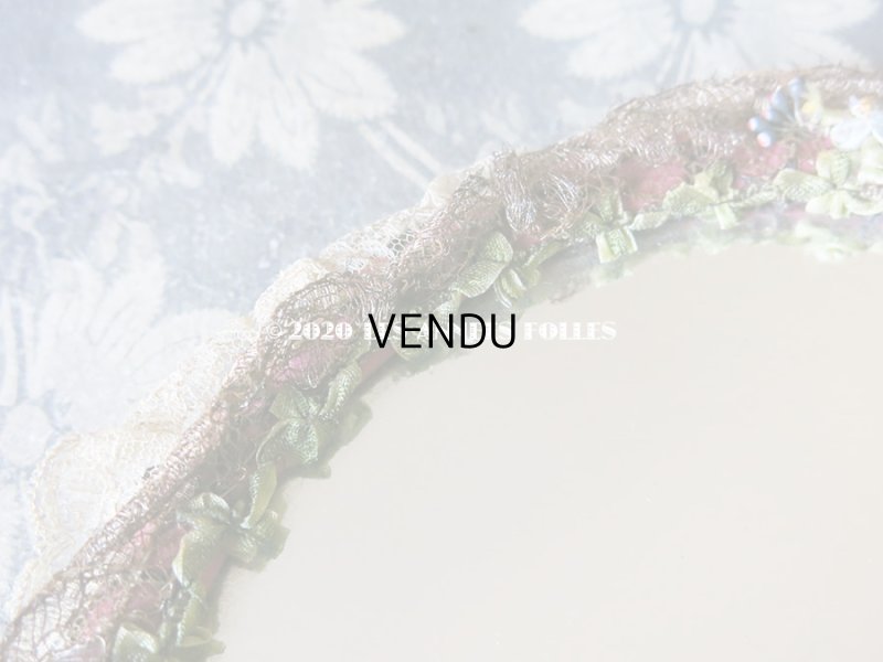 画像16: 未使用 アンティーク リボン刺繍 & ロココトリムの手鏡 ボックス入り