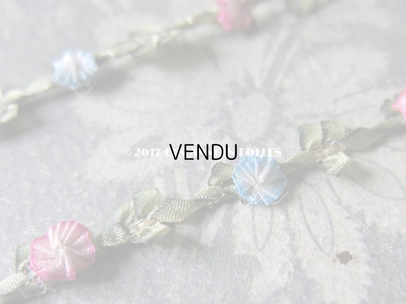 画像8: アンティーク  リボン刺繍 & ロココトリム用 シルク製 リボン 3.65m 極細3mm幅 淡いピンク 