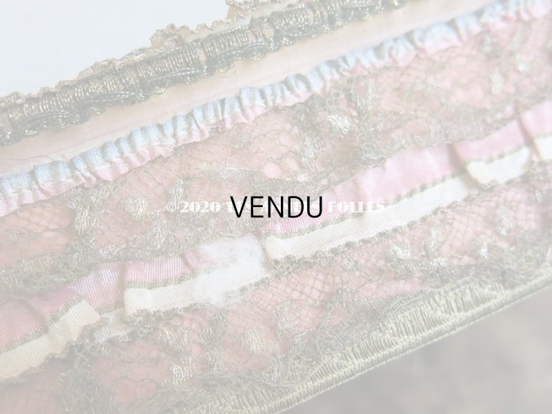 画像9: 未使用 アンティーク リボン刺繍 & ロココトリムの手鏡 ボックス入り