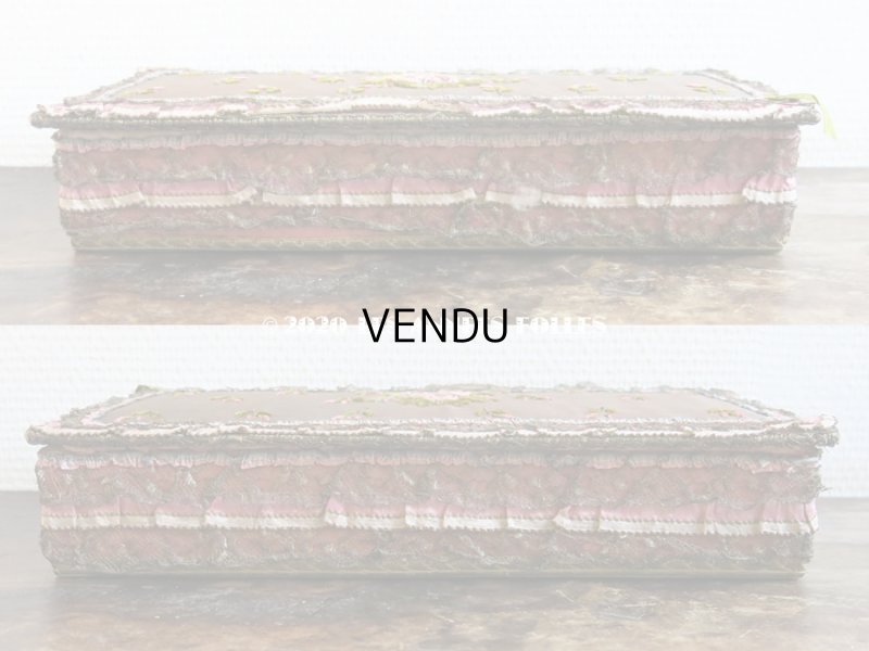 画像4: 未使用 アンティーク リボン刺繍 & ロココトリムの手鏡 ボックス入り