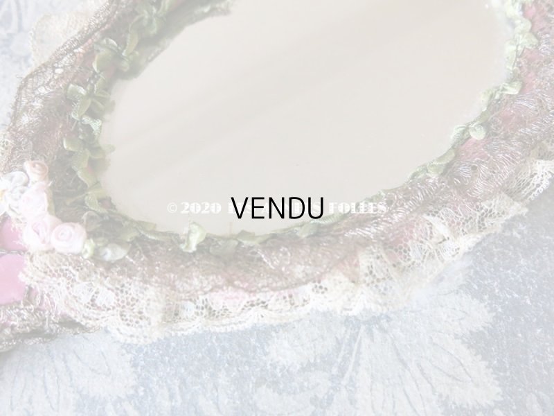 画像14: 未使用 アンティーク リボン刺繍 & ロココトリムの手鏡 ボックス入り