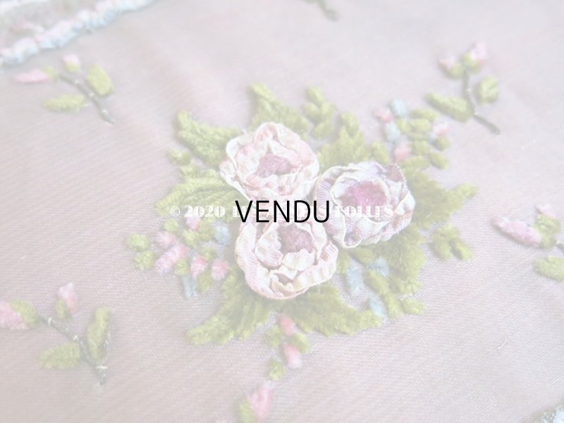 画像7: 未使用 アンティーク リボン刺繍 & ロココトリムの手鏡 ボックス入り