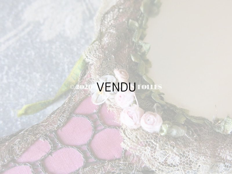 画像15: 未使用 アンティーク リボン刺繍 & ロココトリムの手鏡 ボックス入り