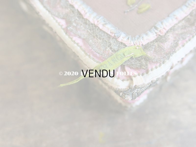 画像6: 未使用 アンティーク リボン刺繍 & ロココトリムの手鏡 ボックス入り